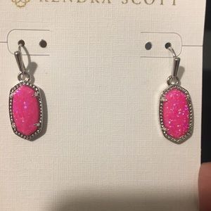 Kendra Scott Rhodium Hot Pink Kyocera Opal Lee earrings, NWOT price is firm